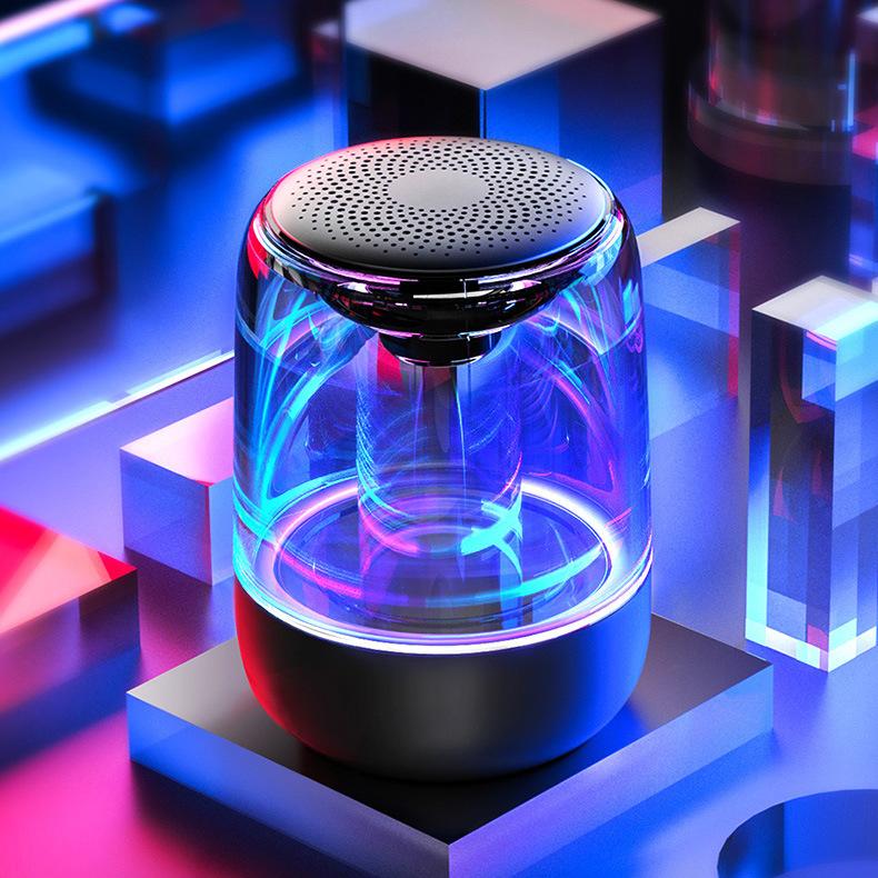 Wireless Bluetooth 5.0 Speakers Transparent Design Breathing LED Light TWS Bluetooth Speaker TF Card AUX Audio Input