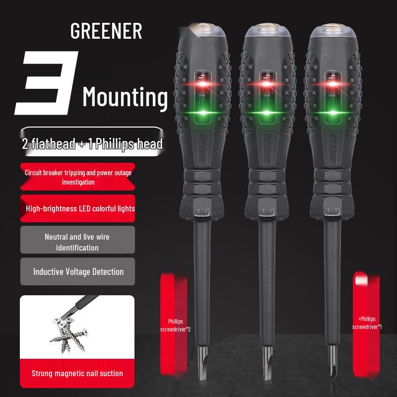Green Forest Electrician Test Pen: Broken Wire Detector & High Torque Screwdriver