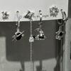 6PCS Set Goth Red Crystal Star Heart Black Pentagram Pendant Earring For Women Vintage Aesthetic Trendy Jewelry Accessories