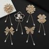 Elegant Alloy Butterfly Brooch with Rhinestone Flowers and Tassel for Women's Balls