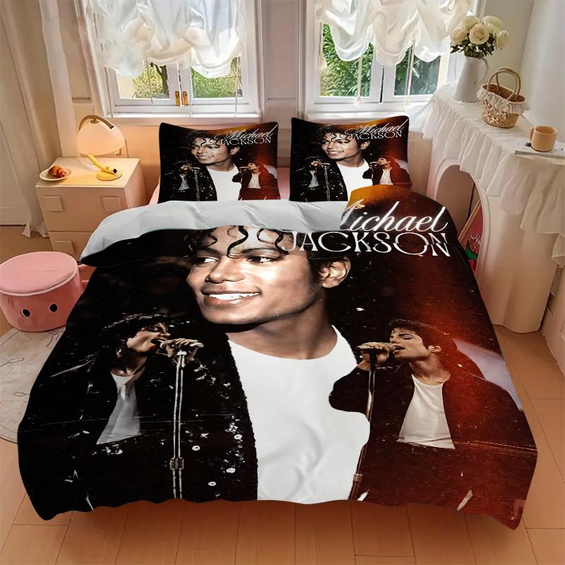 Set Biancheria da Letto Iconico di Michael Jackson 3 Pezzi Copripiumino con 2 Federe Cuscino Regalo di Compleanno per la Casa