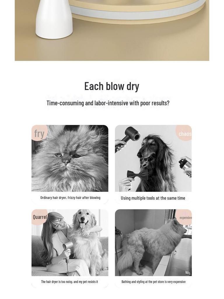 High-Power Hot Air Pet Dryer Comb for Small Dogs