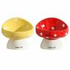 Cute Mushroom Cat Bowl Ceramic Slanted Mouth Pet High Foot Bowl Large Capacity Non-slip Dog Food Feeding Basin Anti Knock