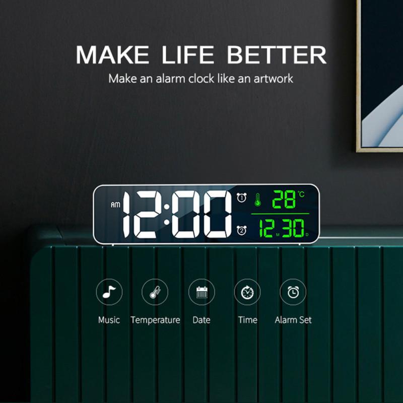 Led Digital Alarm Clock Time Date Temperature Display Large-screen Desk Table Clock For Living Room