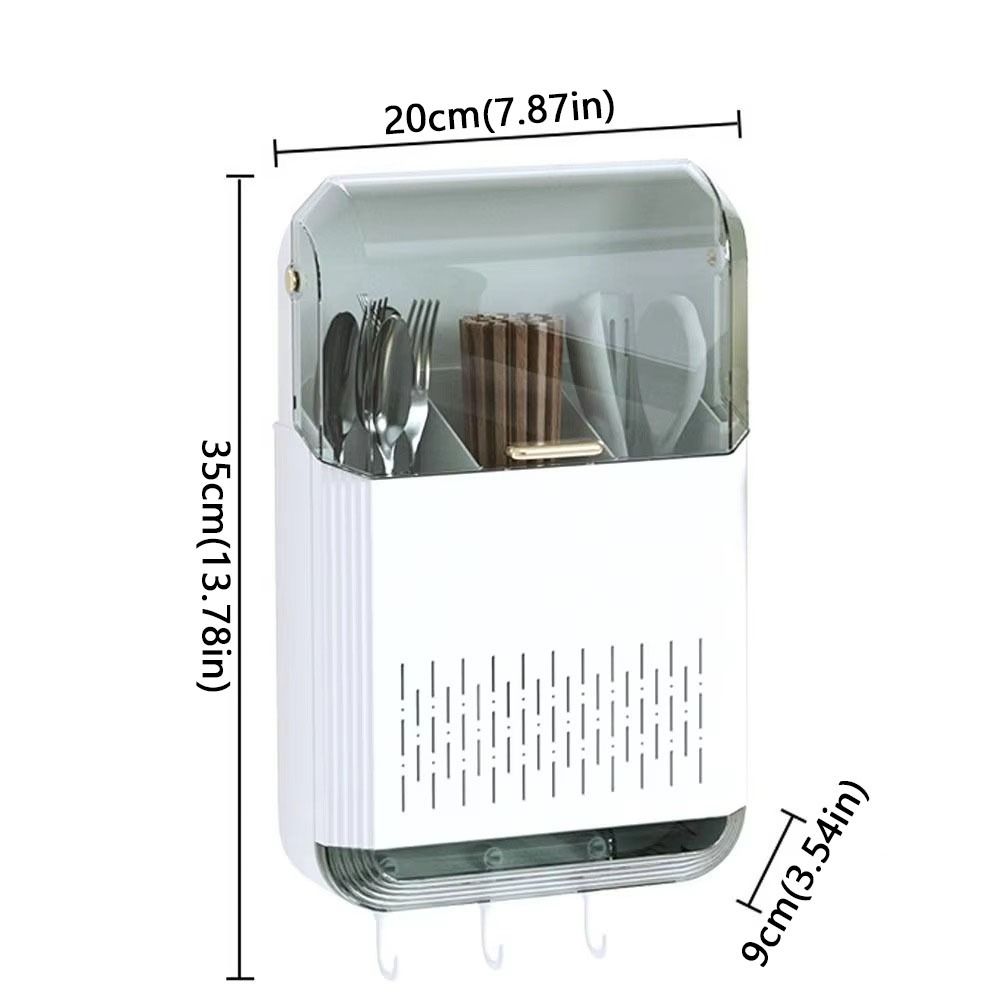 Wall Mounted Kitchen Cutlery Holder Dust-proof Draining Racks  Spoon Storage