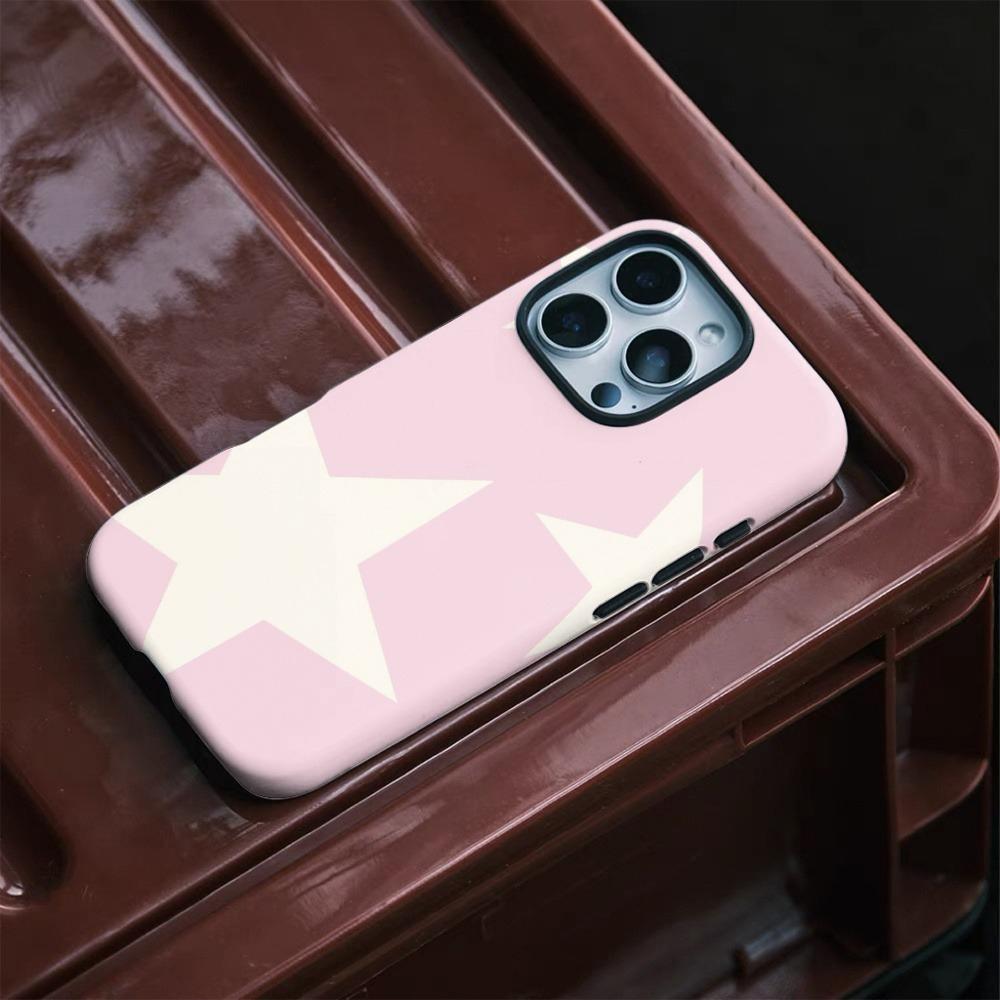White star minimalist design 2-in-1 phone case suitable for iPhone 17 16 15 14 13 12 11 Pro/Max/Plus shockproof back cover