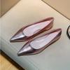 Fashion Silver Pointed Toe Thick Heel Women's Pumps Spring Autumn New Shallow Mouth Temperament Retro Commuter Low Heel Single Shoes
