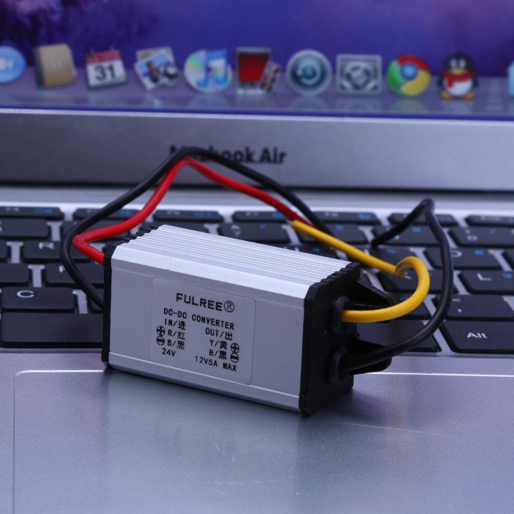DC 24V to 12V 5A Car Power Step-down Converter Adapter No Insulating IP67 Waterproof Silicone Sealing Audio Refit Module