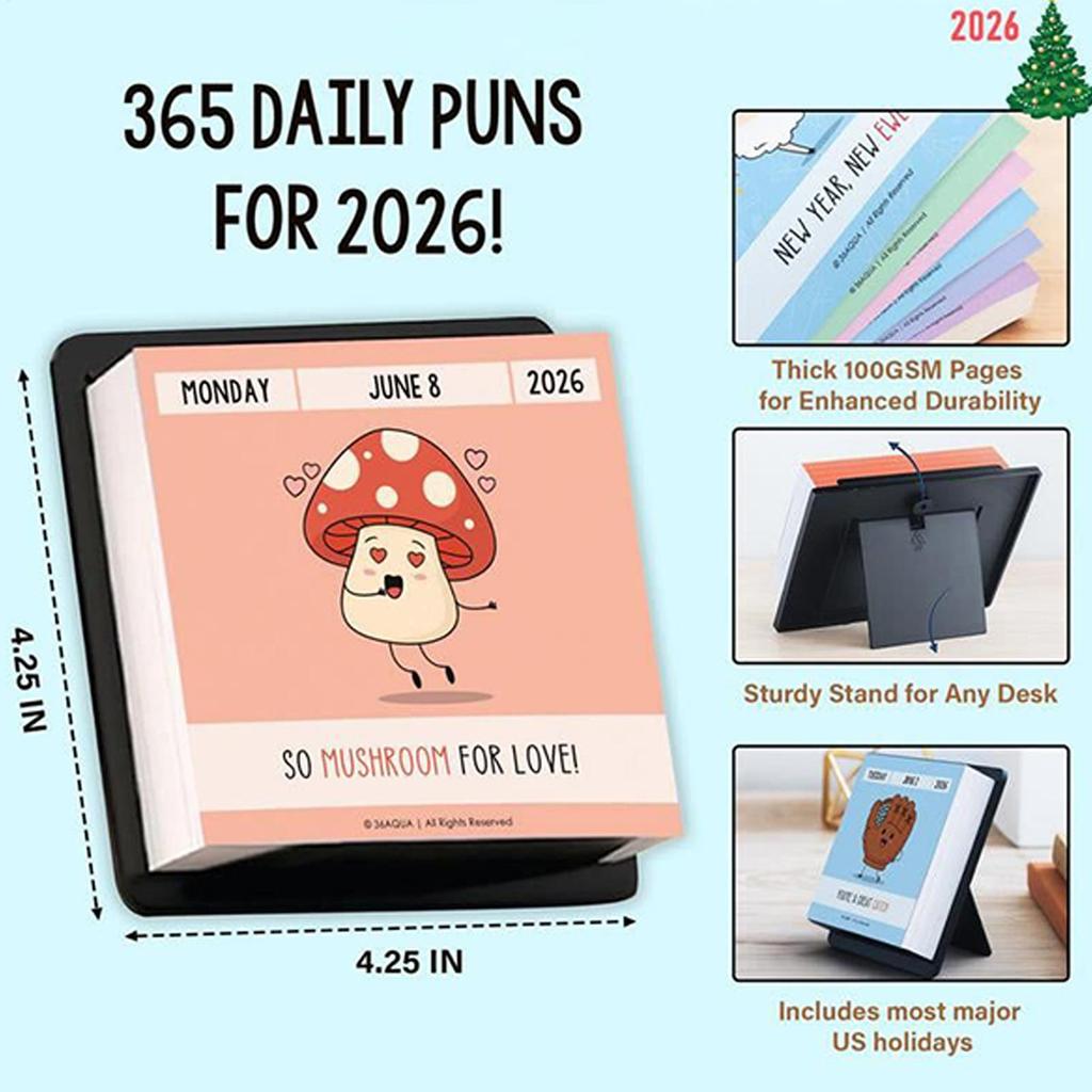 2026 Mini Desktop Calendar 365 Jokes Schedule Mark Funny Pun Flip Calendar Daily Planner Office Desk Decoration Calendar