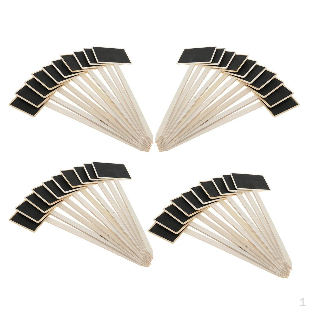 

40 Pieces Wooden Blackboard Chalkboard Tags Garden Wedding Use
