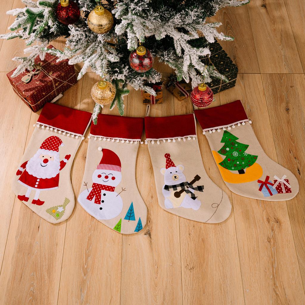 Adorable Stocking Christmas Featuring Santa Snowman Bear And Tree Designs For Kids Adults And