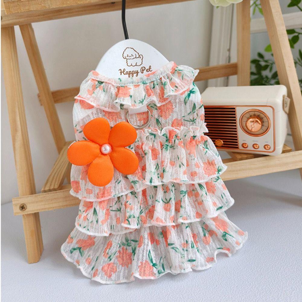Summer Clothes Dog Layered Dress Sweet Cats Outfits Trendy Corgi Teddy Clothes for Small Dog Cat