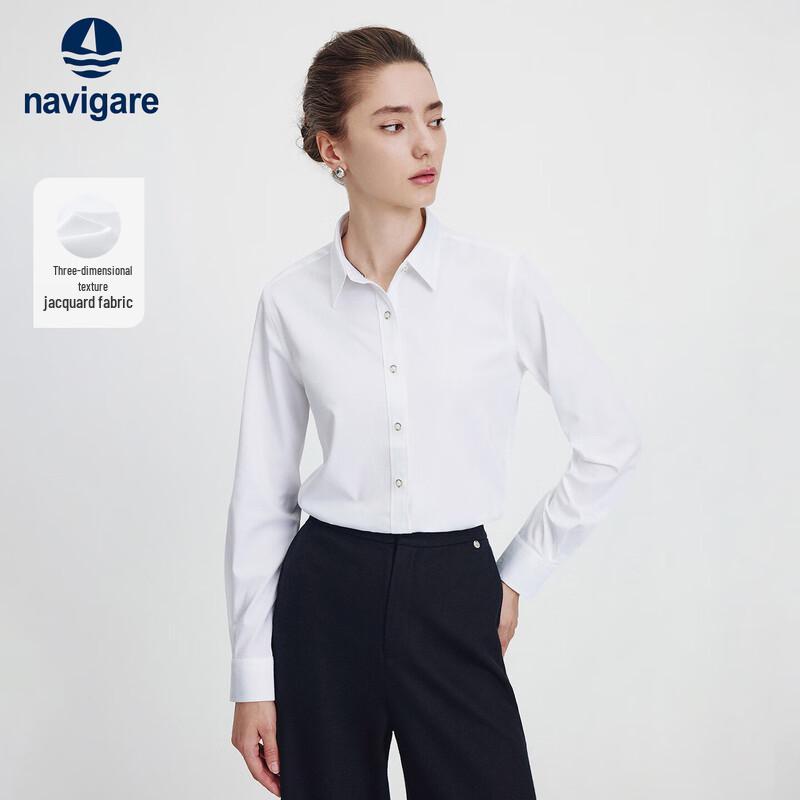 Navigare Women s Solid Jacquard Long Sleeve Blouse S