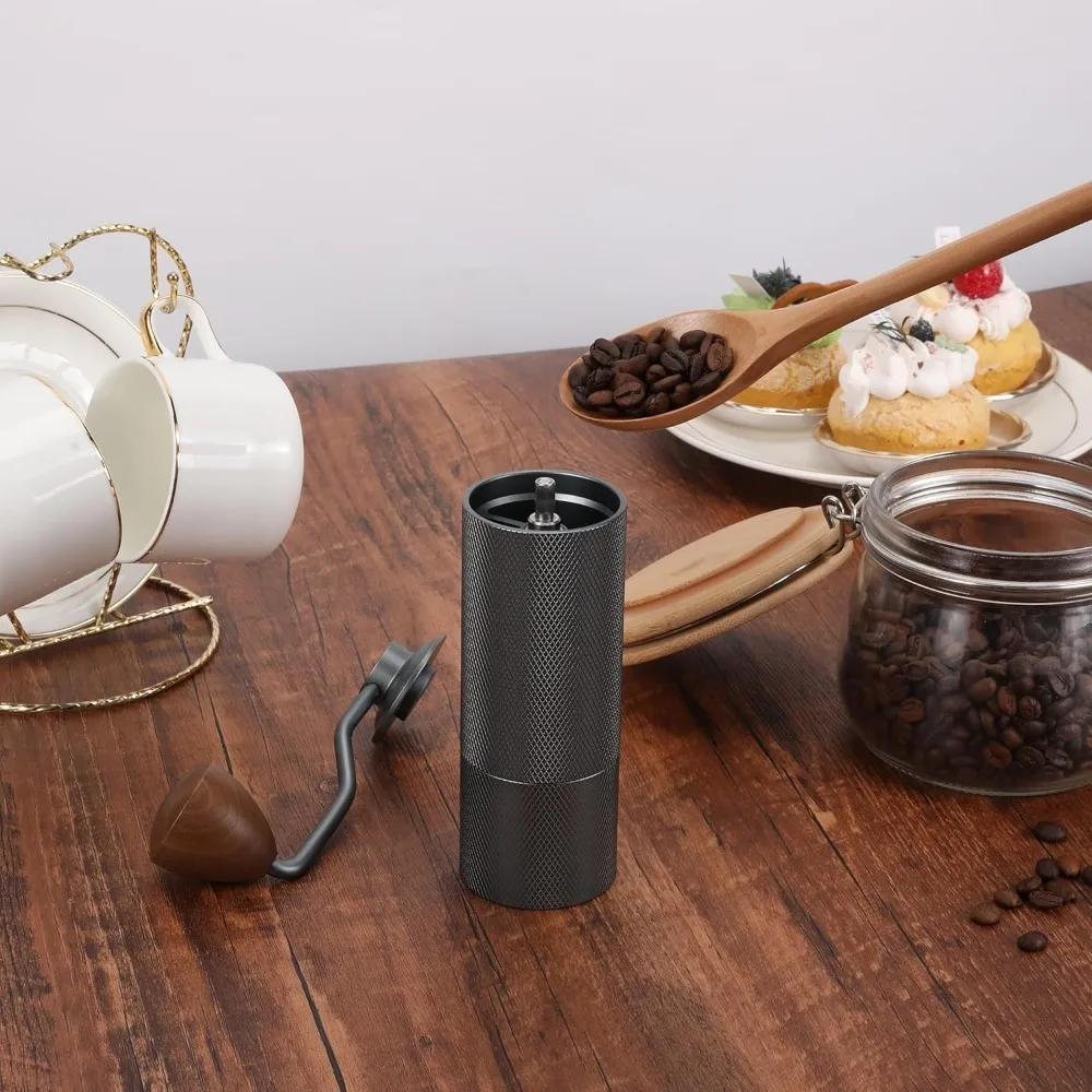 D2 Manual Coffee Grinder with Foldable Extension Handle Stainless Steel Conical Coffee BurrGrinder for Good Assembly Consistency