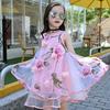 Girls Chiffon Dress 2026 New Summer Dress Floral Fashionable Children's Beach Skirt Vest Long Skirt Trendy