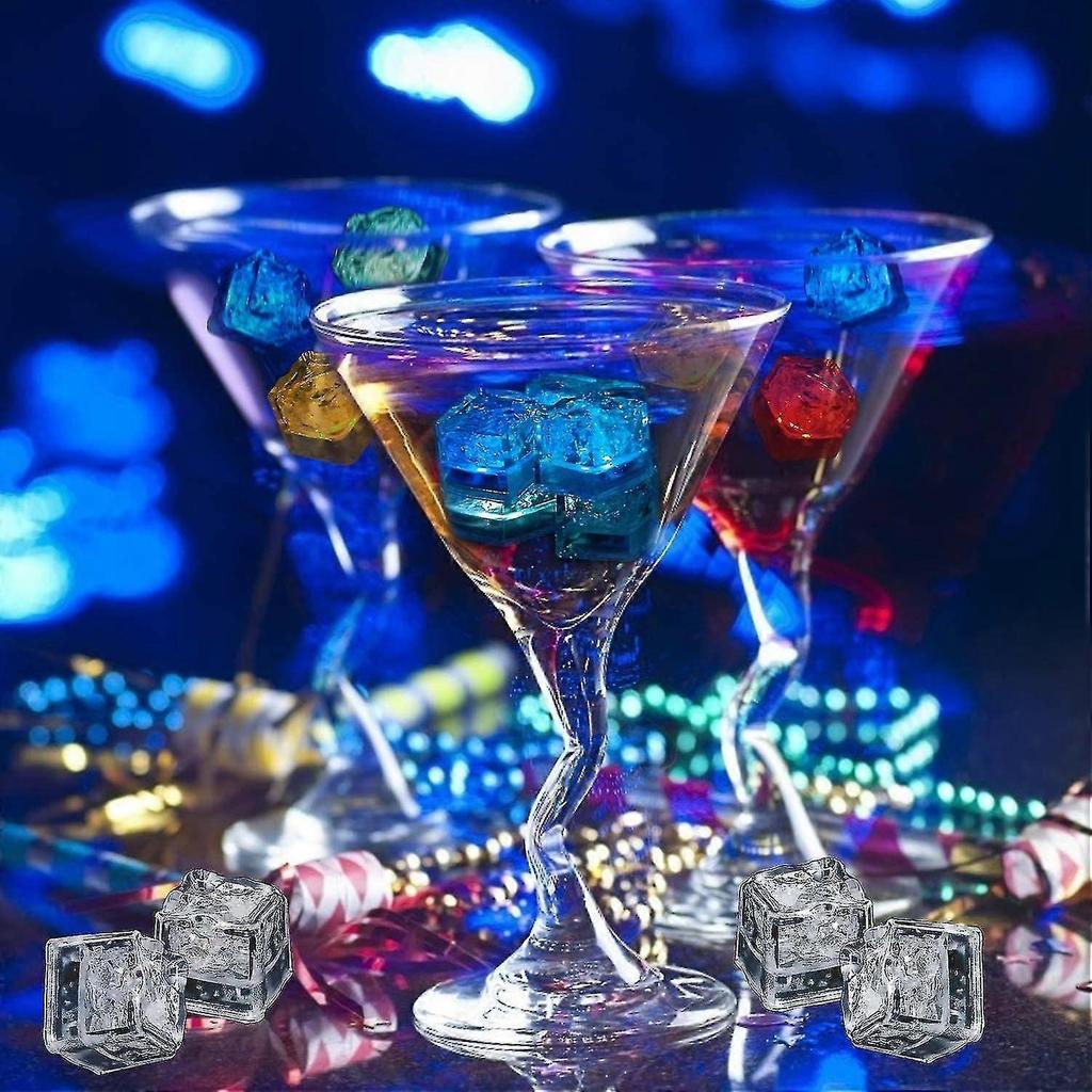 Light Up Ice Cubes,12pcs Multi Color Led Ice Cubes,reusable