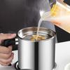 Stainless Steel Grease Keeper with Strainer - Oil Storage Pot with Lid and Safe Pouring Handle for Kitchen Cooking Oil Filtration and Storage