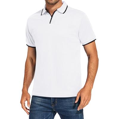 Męska koszulka polo na co dzień z krótkim rękawem T-shirt w jednolitym kolorze sportowy top męski z klapami białe czarne koszulki