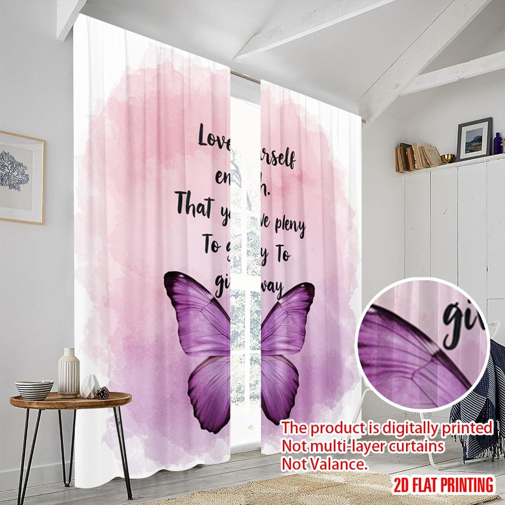 2pcs 2D Flat Printing Party Window Curtains Love Yourself Plenty Give Polyester Without Electricity Birthday Party for Home