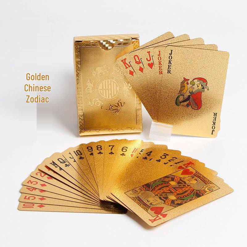 High-Grade Gold Foil Durable PVC Waterproof Poker Cards for Party Games