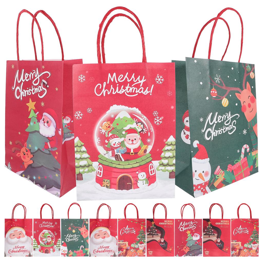30 Pcs Christmas Gift Tote Bag Eve Candy Paper Kraft Party Bags Large Snack Bulk Storage Wrapping for Presents Decorative Extra