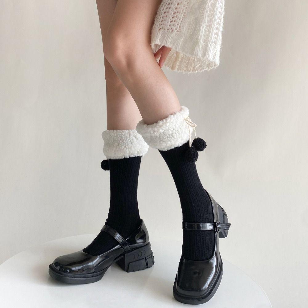 

Женские носки средней длины JK Winter Calf Socks Simple Bow Socks Women/Girls D