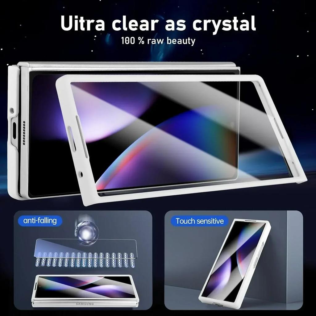 NEW for Samsung Galaxy Z Fold 7 6 5 Premium Cases with S Pen and S Pen Holder Solid Color Built-in Screen Protector Matte Cover