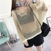 Women's Loose Batwing Sleeve V-Neck Knit Top - Korean Style for Spring/Summer