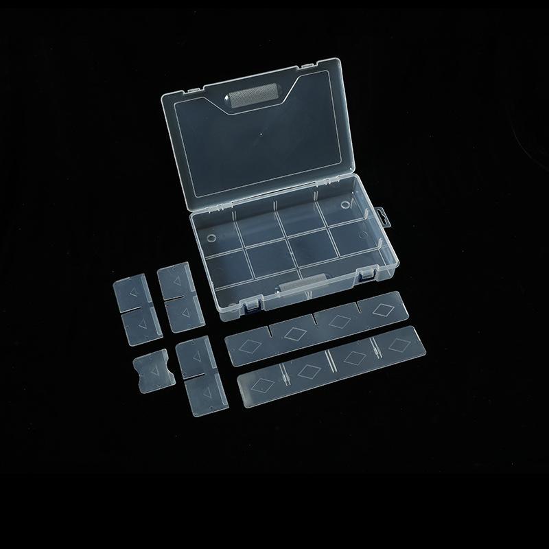 Large Double Buckle 10-Grids Square Modern Storage Box Transparent Multi-Functional Jewelry Organization PP Component Box