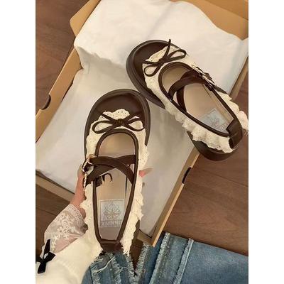 Women's Shoes Bow Lace Wear Versatile Mary Jane Platform Fashion Single Shoes New Small Leather Shoes