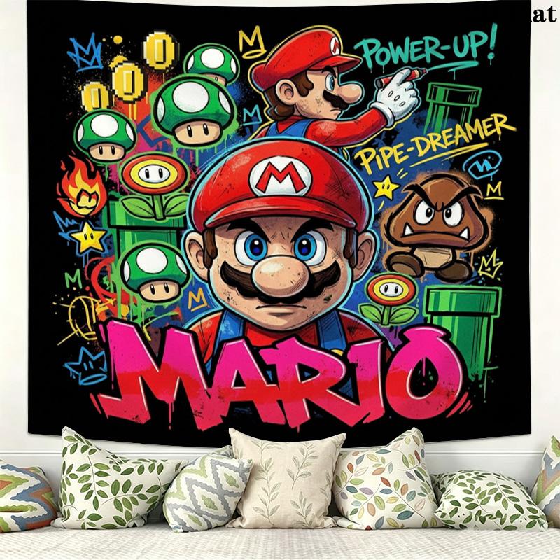 Super Mario Wall Tapestry Aesthetic Wall Hanging Printed Fabric Blanket Decorative Tapestries For Bedroom Living Room Home Decor