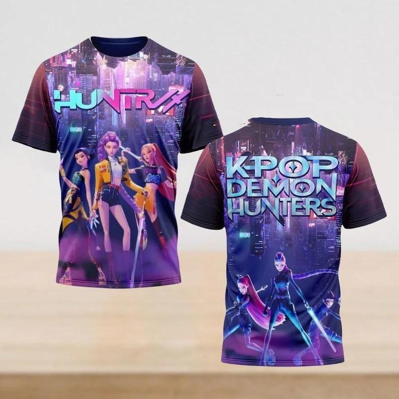 Kids T-shirts KPop Demon Hunters 3D Print Anime Children's Short Sleeve T-shirt
