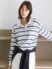 ATELIER NAIN Multi Stripe Loose Fit Collar Knit (T-7179)