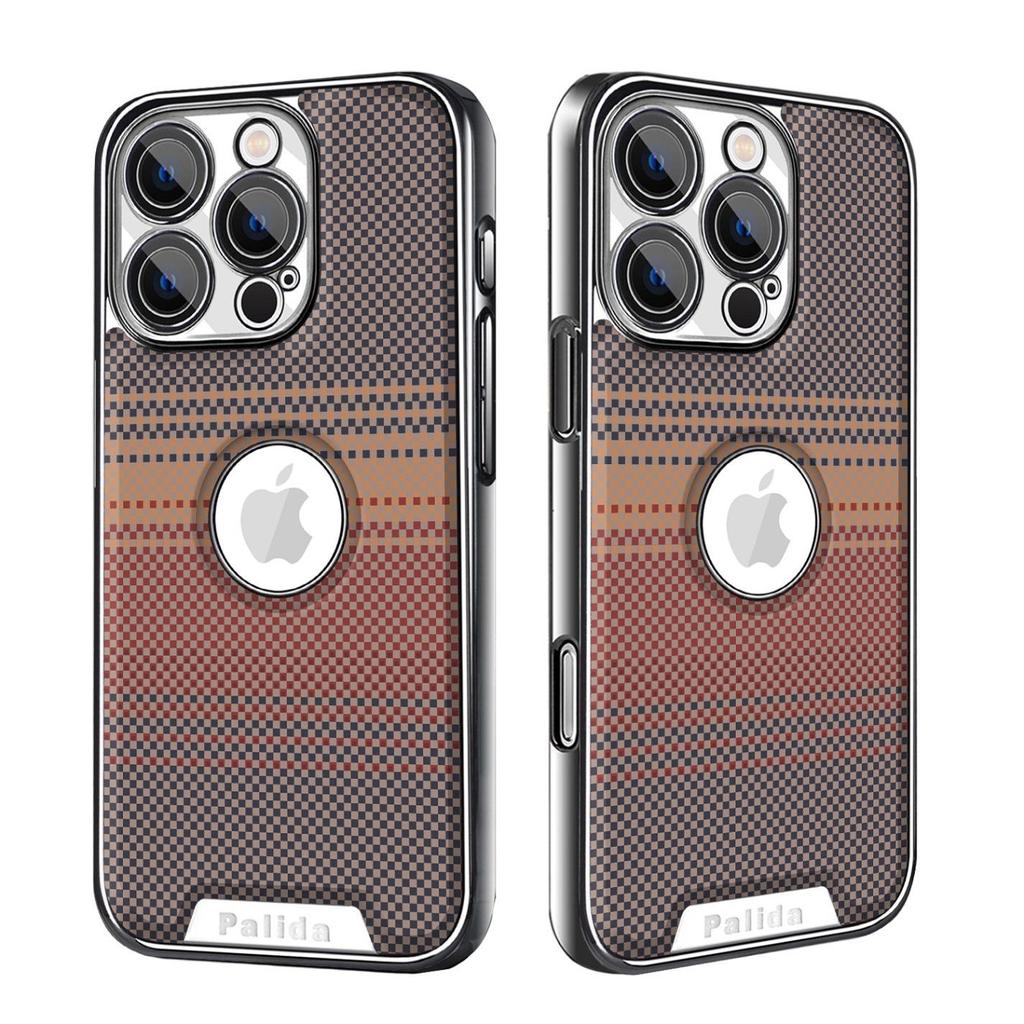 Kevlar Leather Texture Electroplated Anti-Drop Case for iPhone 16 Pro Max/17 Full Cover
