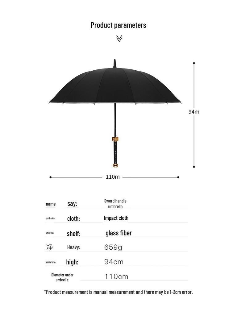 Men's Reinforced Long Handle Umbrella with Reflective Strips - Trendy Design for Sun and Rain