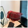 Western Style PU Chain New Product Solid Zipper Fashionable Chest Soft Versatile Simple Crossbody Bag