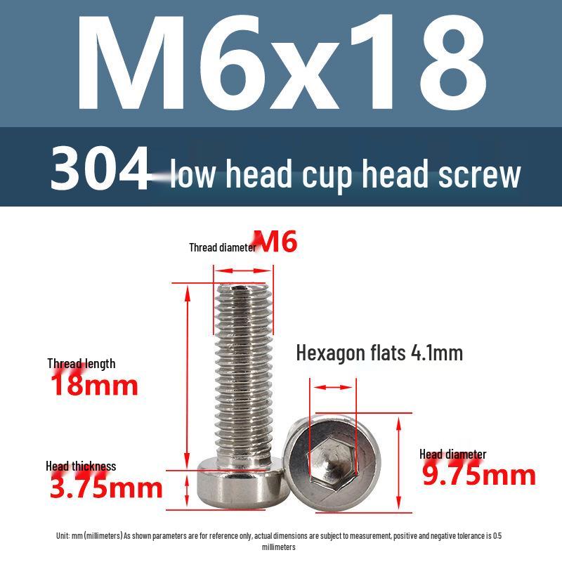 304 Edelstahl Flachkopf Innensechskant Maschinenschrauben M3-M10
