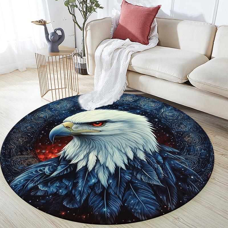 Night Animals  Round Area Rug,Carpet Rug for Living Room Bedroom Sofa Playroom Decor,Non-slip Floor Mat