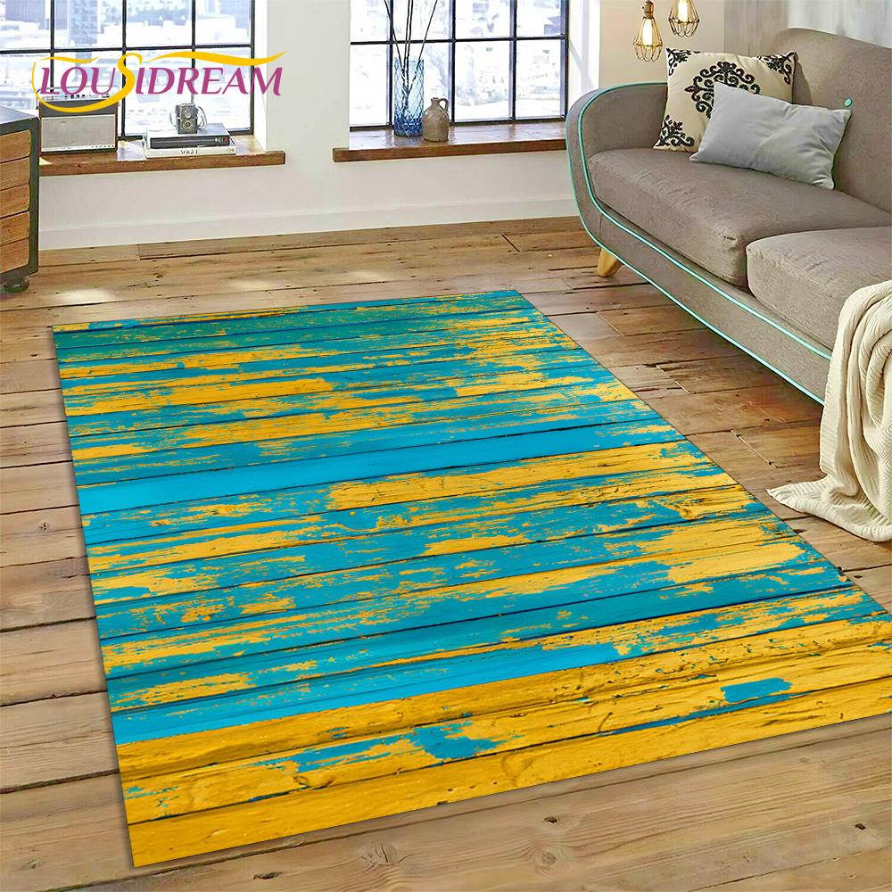 Alfombra Personalizada de Madera con Grano de Color 3D para Decoración de Sala de Estar y Dormitorio, Felpudo Antideslizante para Sofá Felpudo