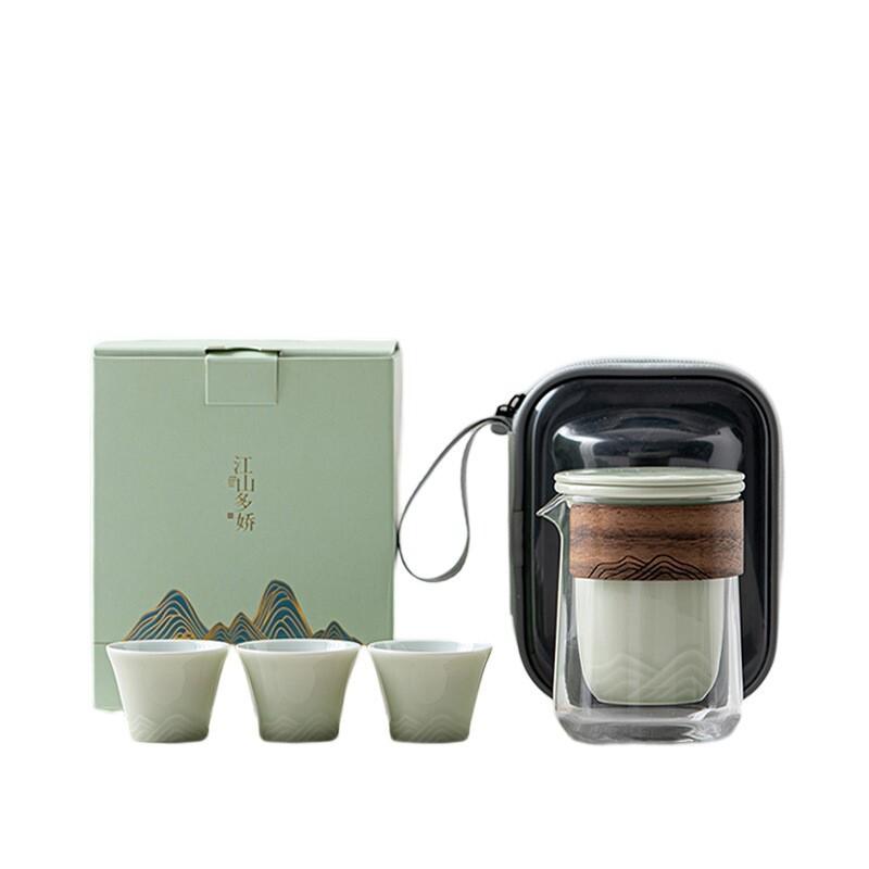 

What A Great World Travel Tea Set Kit Boutique 1 Pot 3 Cups Household Tea Making Organizer Portable Camping Handbag Collection
