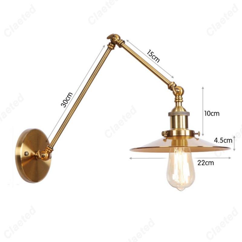 LED Minimalist Retro Gold E27 Wall Lamp Bedroom Bedside Lamp Home Dining Hall Corridor Staircase Decoration Lighting Fixture