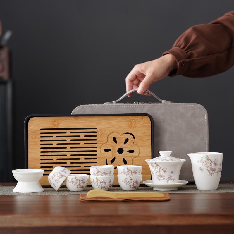 Suet Jade Premium Tea Set Wisteria Flower Ceramic Teacup
