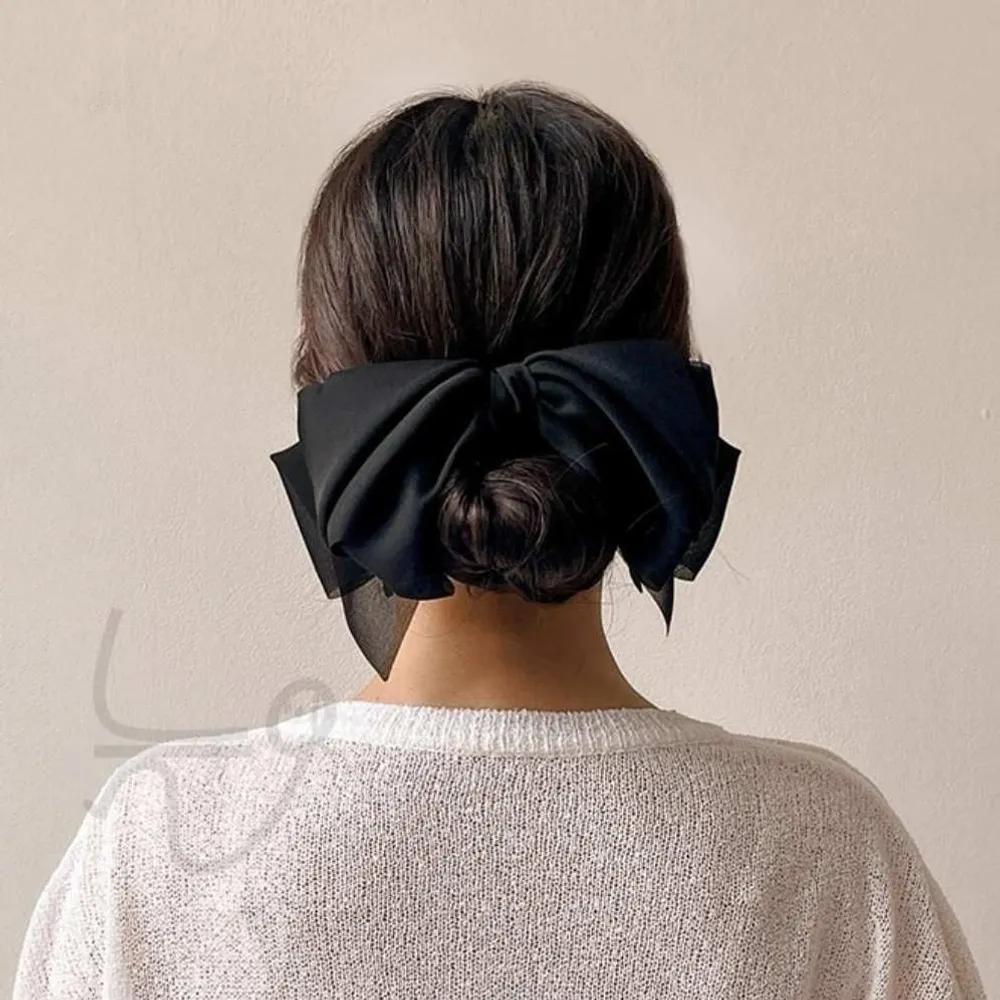 N7 Chiffon Double-Winged Lovely Hairpin Black Hair Clip Automatic Hair Pin