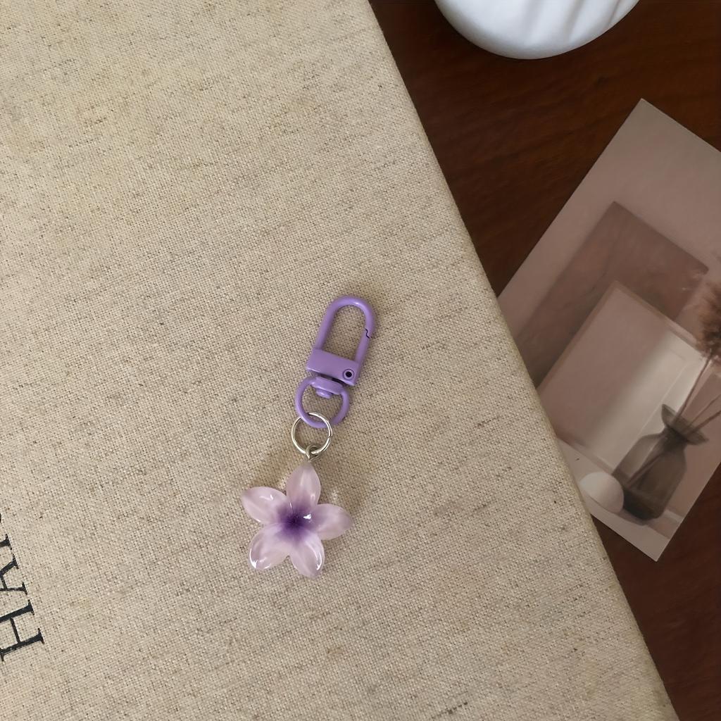 1pcs Colorful Flower Keychains Romantic Minimalist Floral Charms, Alloy/Resin, Lobster Clasp Gift for Couples and Friends, Decorative Bag Accessories