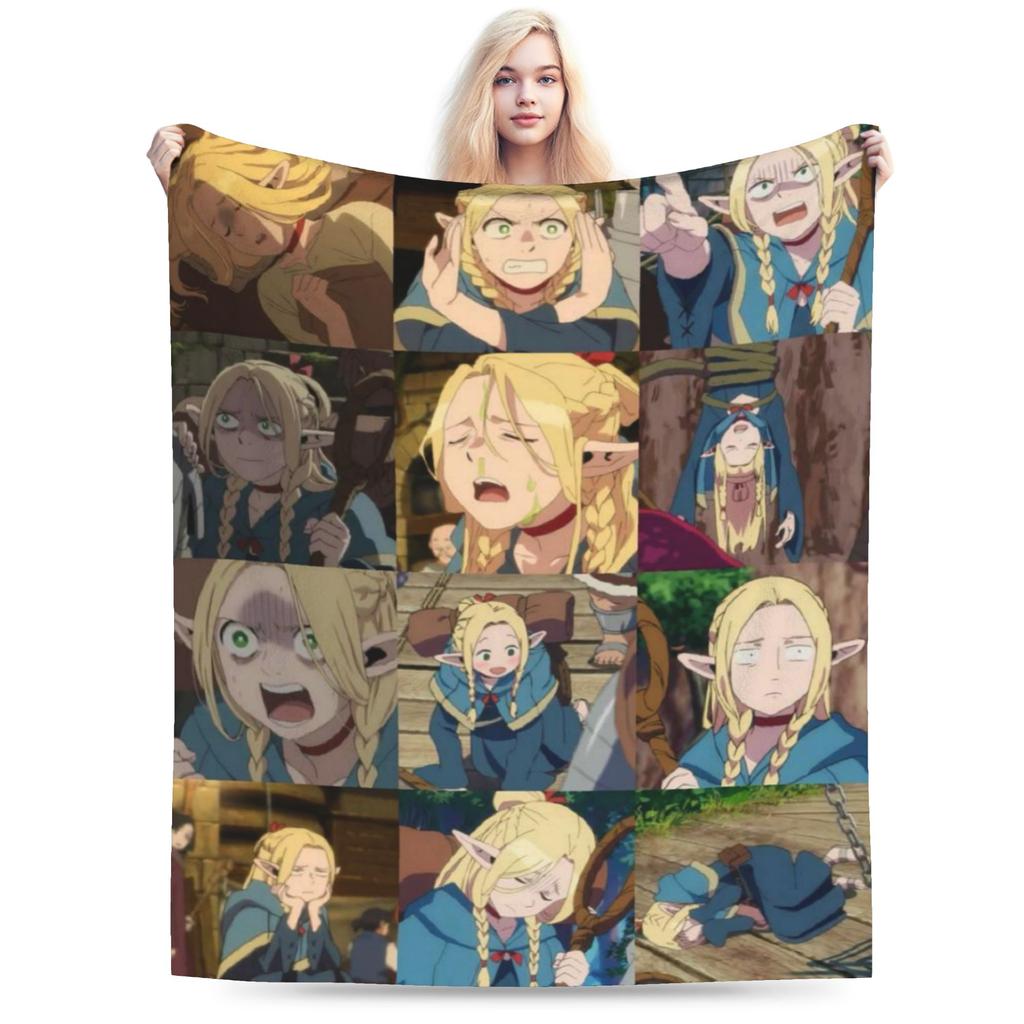 Super Soft Deliciousd in Dungeons Marcille and Senshi Throw Blanket Premium Flannel Bed Blanket Cozy Fluffy Blankets All Season