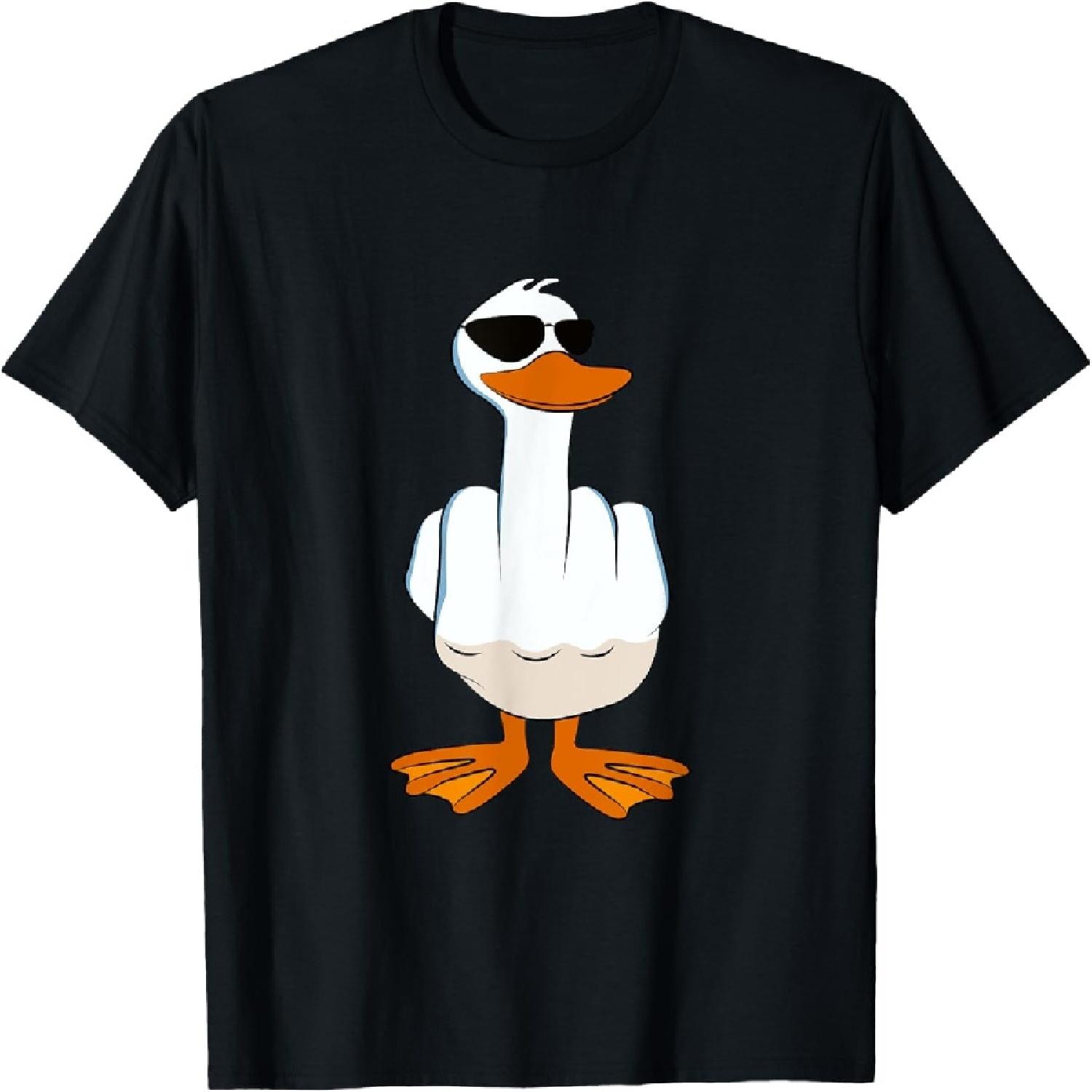 Мне плевать на утку Смешная футболка с оскорбительным грубым уткой, показывающей средний палец S