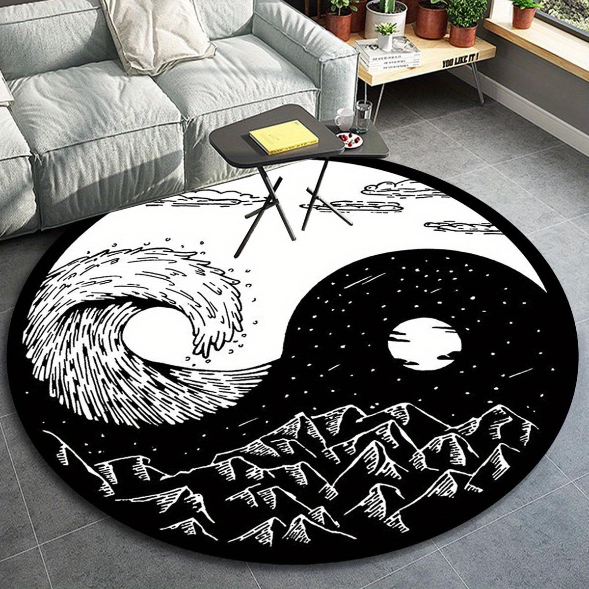 

1pc Yin Yang Mountain River Scenery Pattern Round Floor Mat, Non-slip for Living Room Bedroom Chair Carpets Home Decor Gifts, Home Decor Roo 80cm by 80cm