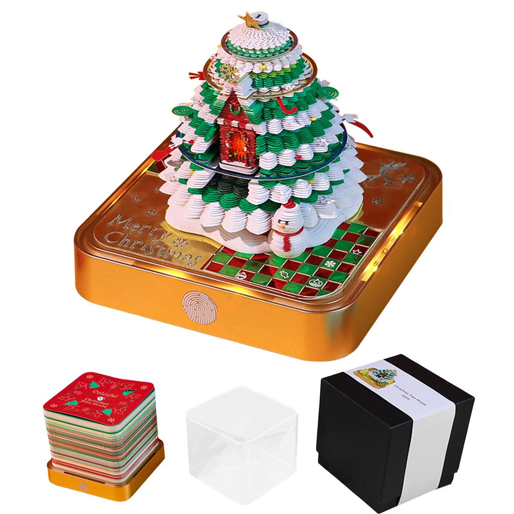 Tear-Away 3D Paper Art Notepad with Lights Tear-Away Paper Sculpture Art Calendar for Christmas Birthday Anniversaries