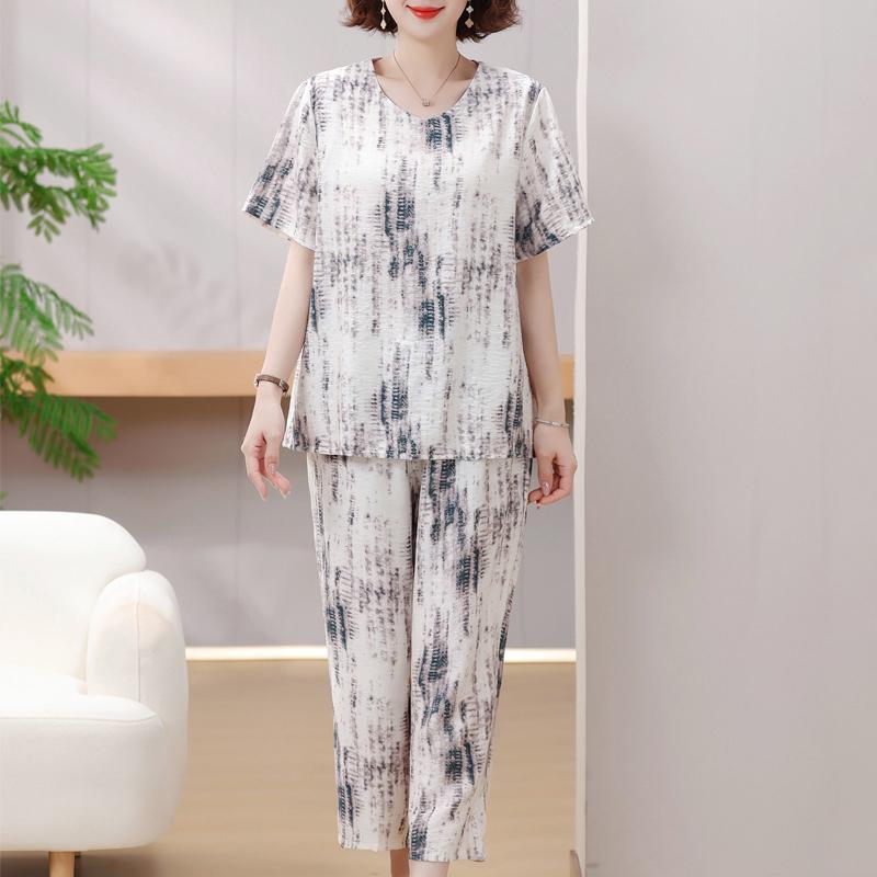 

4XL-8XL Большие размеры Летние комплекты из двух предметов Женская винтажная одежда Элегантные комплекты брюк больших размеров Повседневные блузки 8XL