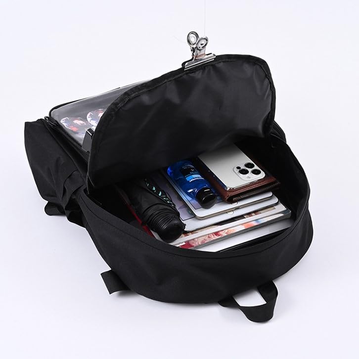 Geanta Ita utilizabila Rucsac Ita Rucsac Ita Capacitate mare Rucsac mare Transparent Otaku Otakatsu Oshikatsu Negru Negru [Harujio] Detasabil/2WAY